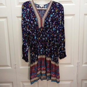 Umgee Womens Blue Floral Dress in Size Medium